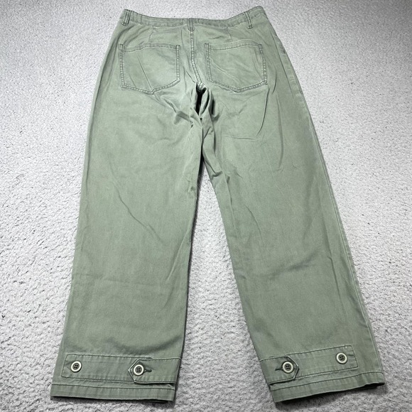 Pistola Pants Womens 30 Green Twill Wide Leg Utility Button Fly Casual Ankle - Picture 6 of 7